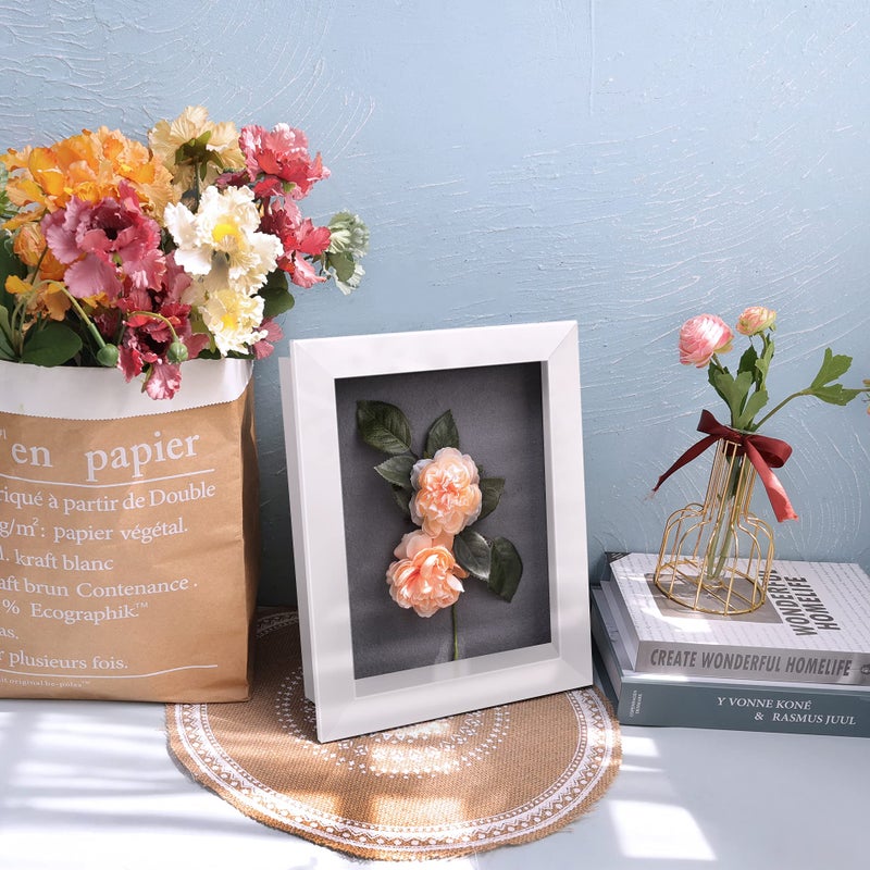 Frametory, 8.5x11 Shadow Box Frame - Front Opening - 2 inch Depth Display Box for Wall and Tabletop Display- Memory Box, 6 Pins Included (8.5x11, White) - Image 5